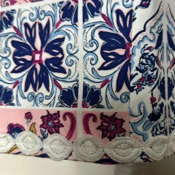 Crown Ivy Cotton Stretch Multi Colored White Eyelet Trim Sheath Dress Sz 12 - Picture 10 of 14